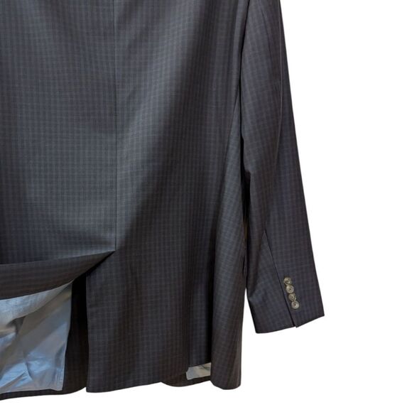 J. Hilburn Men's 45R Classic Fit Micro Check Navy Wool Blazer Two Button - Picture 6 of 8